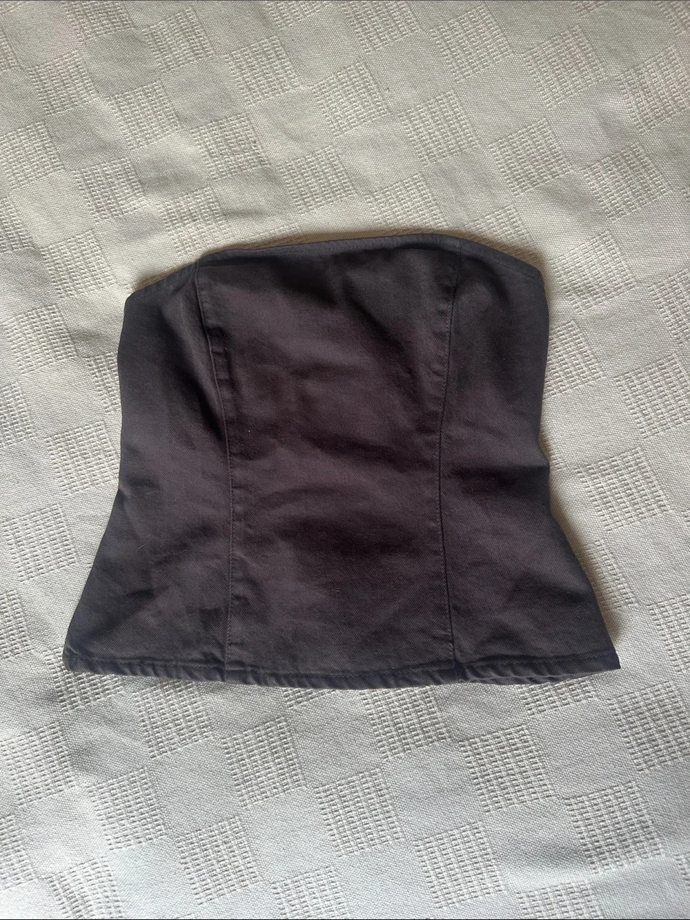 Zara Brown Denim Strapless Top